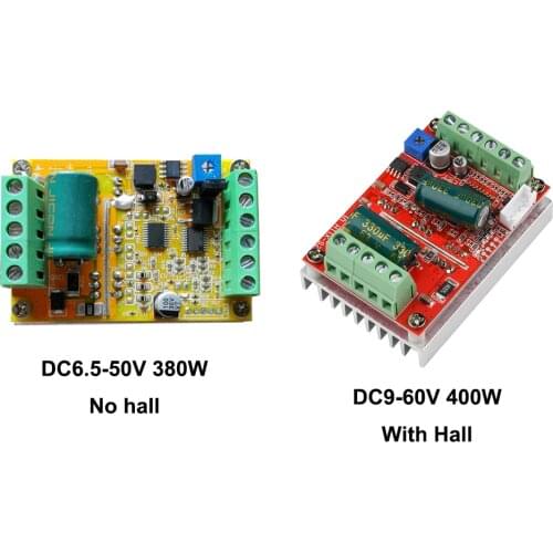 DC6.5-50V 380W DC9-60V 400W BLDC Three Phase DC Brushless Motor Controller PWM Hall/No Hall Motor Control Driver Board