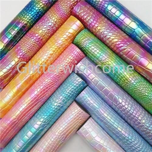 Glitterwishcome 21X29CM A4 Size Vinyl For Bows Crocodile Grain Embossed Faux Leather Sheets for Bows, GM701A