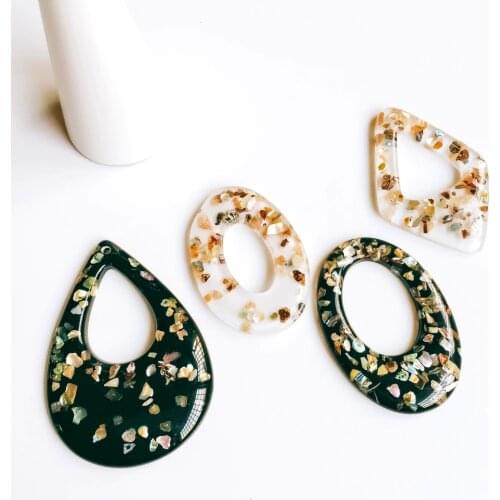 ZEROUP Acrylic Oval Drip Shape Ear Drop Pendant Accessories Earring Necklace Charms Jewelry Finding Diy Material 6pcs