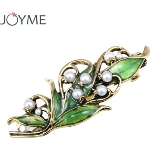 Womens vintage hairpins Hair clip jewelry accessories zinc alloy ancient bronze plated enamel folwer style and pearls