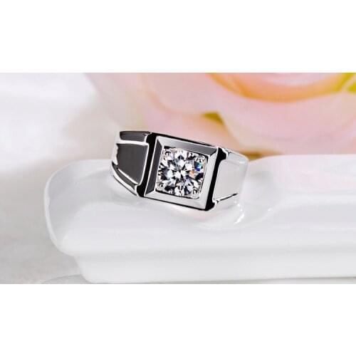 0.5 Ct White Gold 14K Romantic Style Meaningful Simulate Diamond Mens Wedding Ring Free Gold Maintenance Service All Ring Life