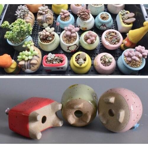 1pc Mini More Meat Ceramic Flower Pot Succulents Fleshy Plants Flowerpot Small Home/Garden/Office Decoration Pots for Flowers