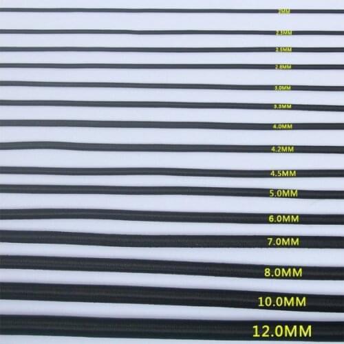 10 meters a lot 1.0-12mm black elastic rope wholesale shock cord for trampoline and chairs and bungee