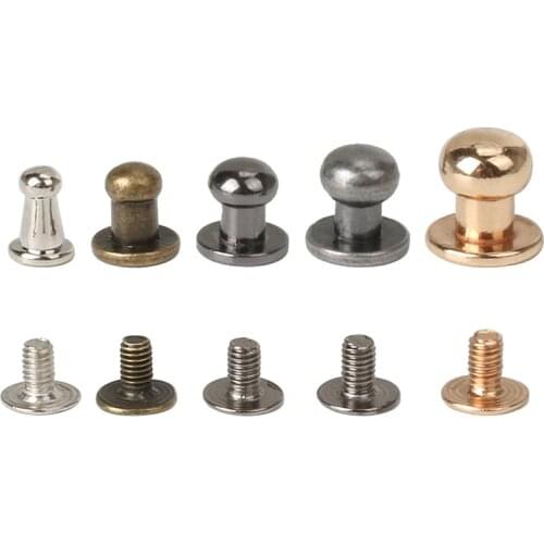 10pcs Brown Browne Buttons Screwback Round Head Ball Post Studs Nail Rivets Leather Craft Hardware Accessories