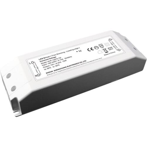 24V 12V 75W triac dimmable led driver PWM output 220v to 12v led power supply 24V light transformer,AC90-130V/AC180~250V input