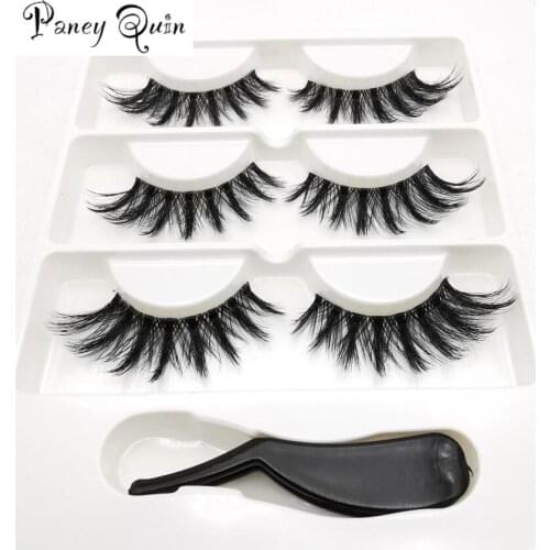 3 Pairs Stage Nude Makeup False Eyelashes Natural Realistic Crisscross Messy Fake Eyelashes Handmade Lashes Transparent Stems