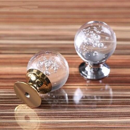 30mm Gold Wine Cabinet Handles High Quality Clear bubble Crystal Drawer knobs Silver Aluminium Alloy Furniture handle pulls