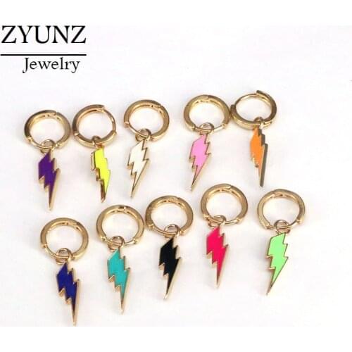 4 Pairs, Lightning Shaped Drop-Earrings Elegant Jewelry Brincos Gold Color Enamel Dangle Earrings For Friend Lover Jewelry Gift