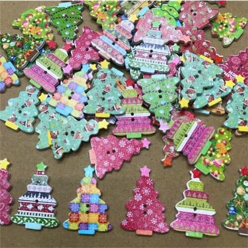 500PCS Mini Wooden Christmas Tree New Year Party Decorations for Home Ornaments Xmas Toys Little Trees