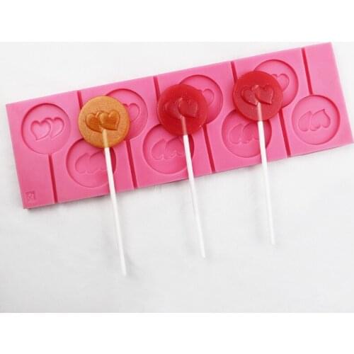 8 Continuous Circle Love Lollipop Silicone Mold Cake Decoration DIY Baking Mold with 20 Sticks