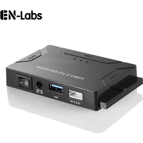 En-Labs USB 3.0 to 2.5"/3.5"SATA /IDE/SSD Converter Adapter Combo w/ Switch, Support 6TB, Include 12V 2A Power Adapter & Cable