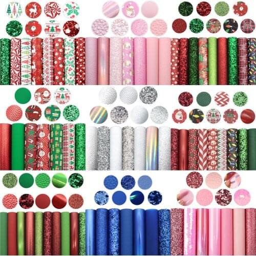 David accessories Christmas 5-21colors/pack 20*33cm PVC Faux Synthetic Leather Set Fabric,DIY Sewing Bag Bow-knot Decor,1Yc5437