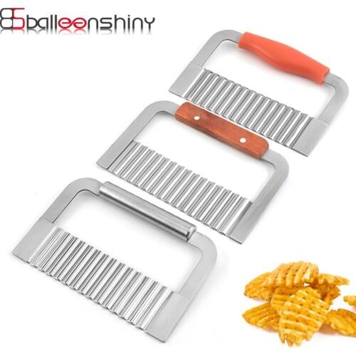 BalleenShiny Potato Carrot Wavy Edged Knife Cutter Slicer Wood Handle Vegetable Fruit Cutting Peeler Kitchen Cooking Utensil