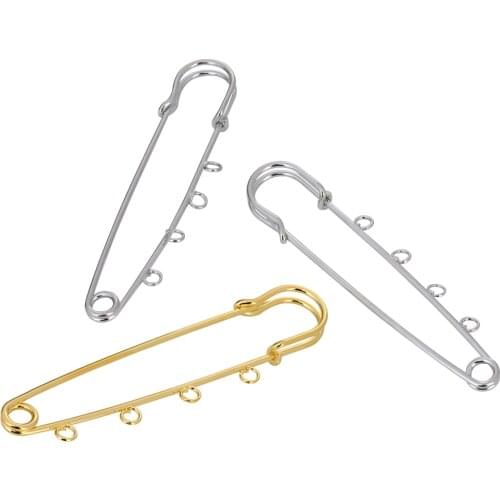 10pcs/lot Gold Color 21*90mm Safety Big Long Jewelry Brooch Pins DIY Findings Connectors 4 Loops Jewelry Making