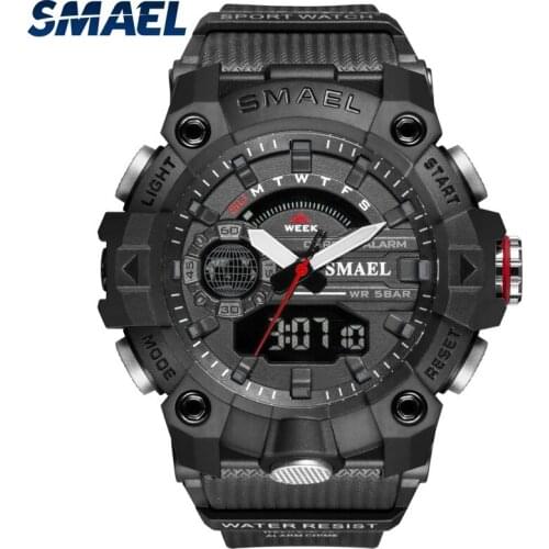 SMAEL Brand Mens Wrist Watch Military Digital Sport Watches Shock Resistant 50M Waterproof Quartz Clock Male Relogio Masculino