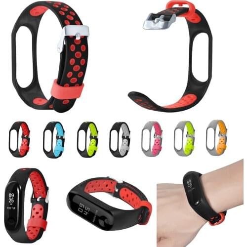 Dual Colors Soft Silicone Watch Strap for Miband 3 4 Replacement Band Rubber Belt Wristbands for Xiaomi Mi Band 4 3 Bracelet