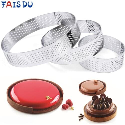 Tart Ring Stainless Steel Tartlet Mold Circle Cutter Pie Ring Heat-Resistant Perforated Cake Mousse Molds Tart Pastry