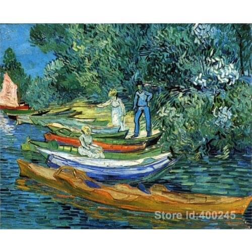 Paintings by Vincent Van Gogh Rowing Boats on the Banks of the Oise wall art Hand painted High quality