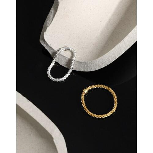 Real S925 Sterling Silver Chain Ring Women Fine Jewelry 2021, Fashion Simple Gold Color Rings For Woman Finger Accessories