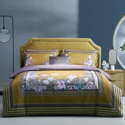 European Style Floral Digital Printing Cotton Bedding Sets Duvet Cover Pillowcase Flat Sheet Luxury Queen Home Textiles #sw