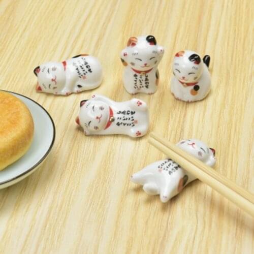Lucky Cat Chopsticks Holder Japanese Ceramic Chopsticks Care Ceramic Lucky Cat Home Hotel Ceramics Cute New Arrival