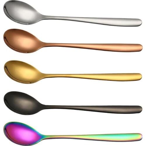 Rainbow Soup Spoons Multi-function Tablespoon High Quality Dinner Spoons Long Handle Mix Dessert Ice Scoop Kitchen Tools