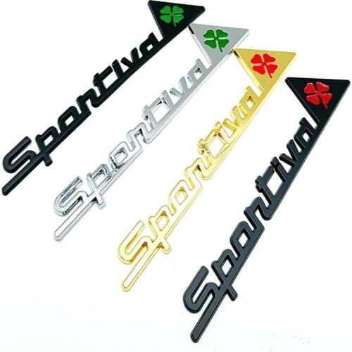 For Alfa Romeo Giulietta Sportiva Clover 2000 4C Spider Auto Tuning Accessories Car Side Door Tail Metal Plating Badge Stickers