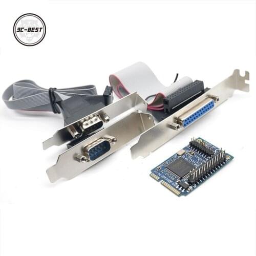 Mini PCIe to 2 Port Serial RS232 + IEEE 1284 Parallel Port Card PCMM2S1P