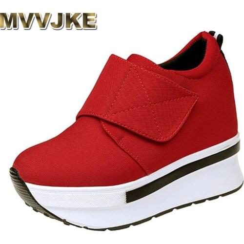 MVVJKE Fashionable comfortable casual shoes for women with internal high heel wedge with hook on the MCCKLE platformE066
