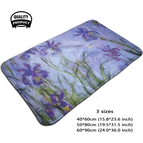 Claude : Lilac Irises 1914 3D Soft Non-Slip Mat Rug Carpet Foot Pad Purple Lavender Claude Irises Lilac Ism Ist Vintage Vintage