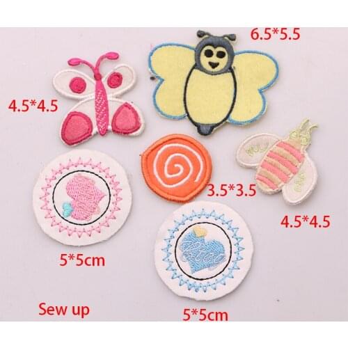 A set of for sale Cute Bee butterfly love icon Iron on Patch for Clothing DIY Stripes Clothes Patchwork Stickers Custom Badges
