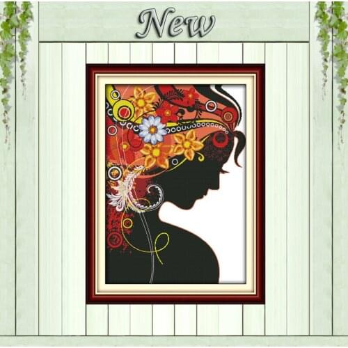 Flower faery Girl Painting woman Drawing counted print on canvas 14CT 11CT DIY DMC Cross Stitch kits Needlework Sets Embroidery