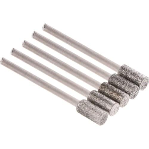 New 5PCS Diamond Coated Cylindrical Burr 5mm Chainsaw Sharpener Stone File Chain Saw Sharpening Carving Grinding Tools