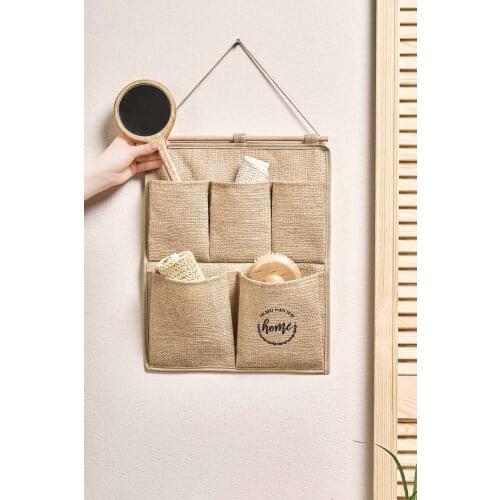 Wall Mounted Jute Organizer 35x45 cm Home Office Kitchen Bath Baby Room Hanging Storage Bag