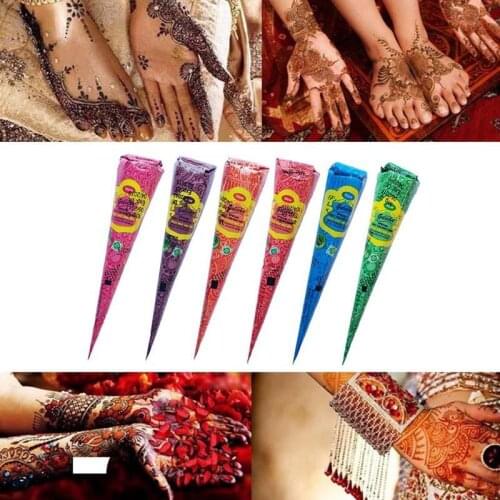 New Henna Tattoo Paste Black brown red white Henna Cones Indian For Temporary Tattoo Sticker Body Paint Art Cream Cone