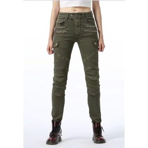 2019 New Motorcycle Pants Women Moto Jeans Riding Off-road Trousers Motocross Pants Zipper Design With Protective Gear For Women