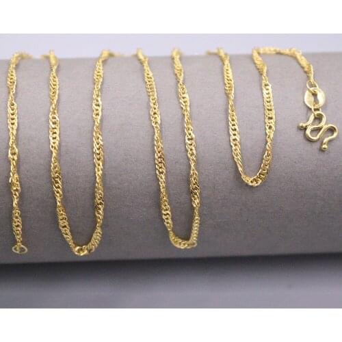 New Arrival Pure 24K Yellow Gold Necklace Women Luck Singapore Chain Necklace 4.2-4.5g 18inches 2mmW