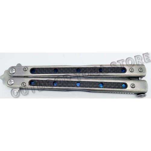 BALIPLUS Butterfly Trainer Jilt Knife BM51 V4 Titanium+carbon Fiber Handle D2 Blade Folding Survival EDC Free-swinging Knife