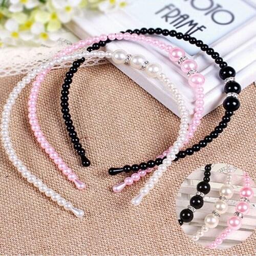 Women Girls Imitation Pearl Bezel Rhinestone Headband Wedding Decoration Hair Hoop Headwear Hair Band Accessories