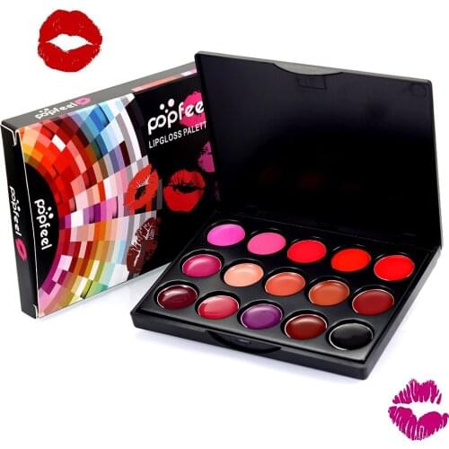Popfeel 15 colors Matte lipstick Palette Long Lasting waterproof Brand Cosmetics MiniPigment Black Brown Gothic Lipstick Palette