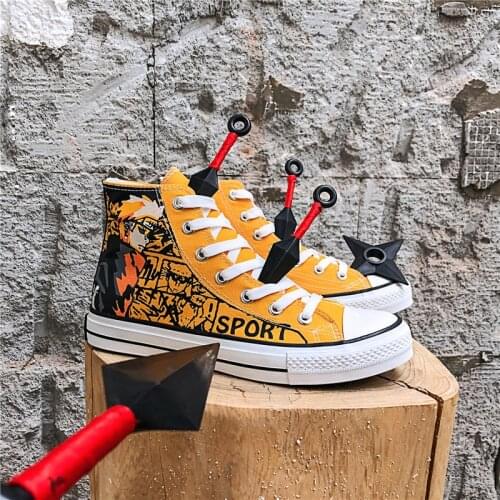 Canvas Shoes Men Cartoon Walking Boy And Girl Board Shoes Ins Harajuku Port Style Student Casual Shoes Yellow Graffiti Shoes