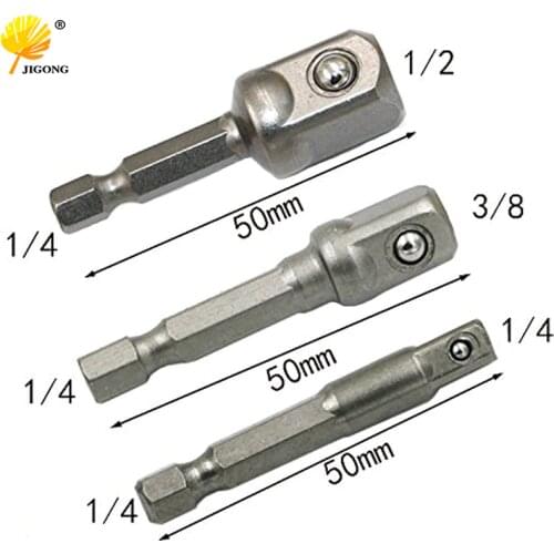 Chrome Vanadium Steel Socket Adapter Hex Shank to 1/4" 3/8" 1/2" Extension Drill Bits Bar Hex Bit Set Power Tools