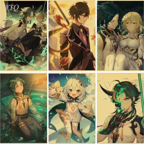 Anime Posters Genshin Impact Poster Game Poster Retro Poster Canvas Painting Wall Art Picture Photos for Childrens Room Decor