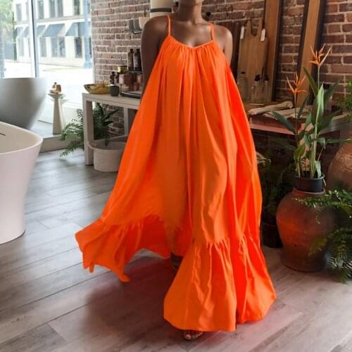2020 Women Boho Dress Spaghetti Strap Backless Long Maxi Summer Dress Sexy Party Bohemian Beach Dresses Vestidos Robe Femme