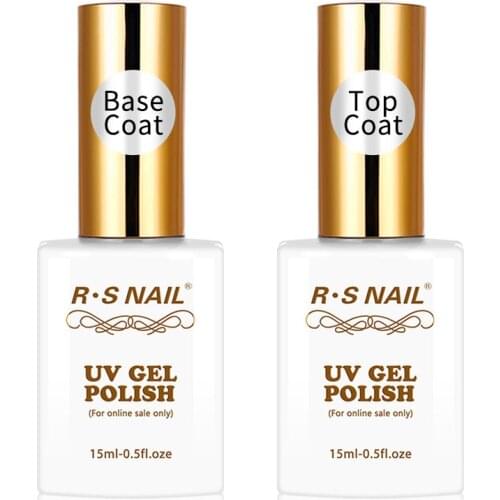 R.S NAIL 15ml Top and Base Coat Gel Nail Polish Manicure Easy Soak Off primer for nails UV LED Nail Art Transparent Gel Polish