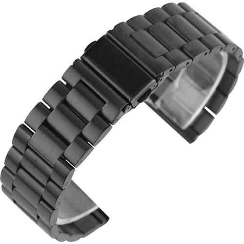 Silver/Black 20/22mm Solid Stainless Steel Watchband Bracelet Clasp Women Men Watches Strap Replacement Bracelet