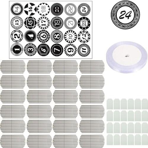 Christmas Stars Striped Folding Candy Box Advent Calendar Candy Bags 24 Days