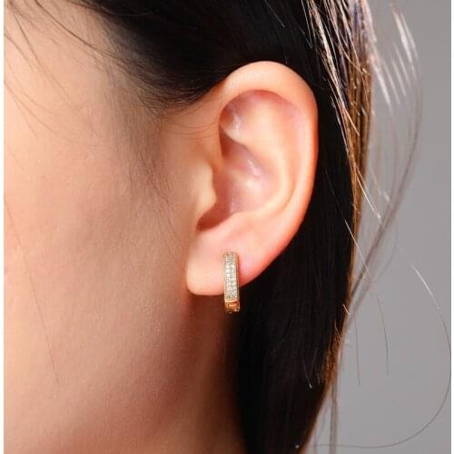 European and American hot style hoop earrings full of zircon Bling hip hop earrings for men and women Jinao Jewelry