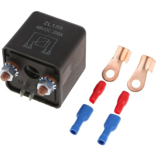 Heavy Duty Car SPST Relay 2 Pin 48V 200A + 4 Terminal Accessories,Auto Switches and Starters