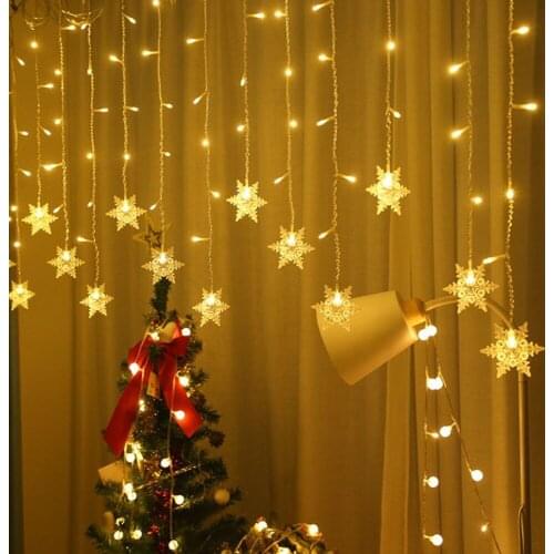 Snowflake LED Light Christmas Garland Curtain Lights Merry Christmas Tree Decorations for Home Cristmas Ornaments 2020 Navidad